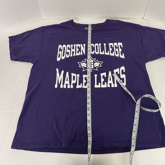 Goshen College Maple Leafs Graphic T Shirt, Large, Champion, Purple - Picture 8 of 8